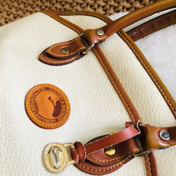 Vintage Dooney and Bourke Domed Satchel, Off White & Tan handbag - Picture 10 of 10